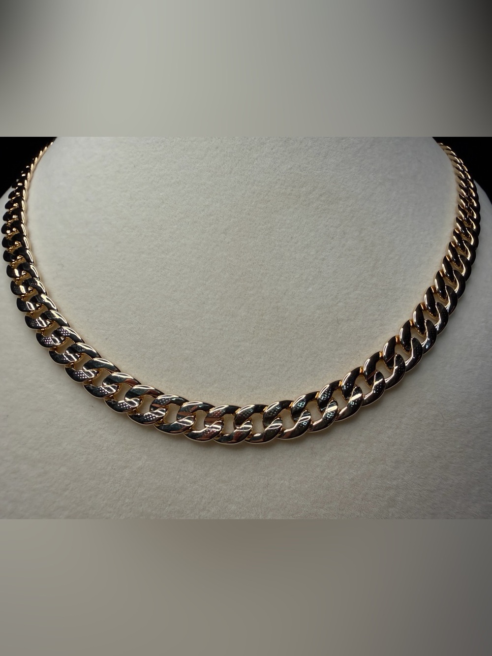Cuban w/concave Diamond cut 20in 7.5MM Italy 14K gold premium plated necklace
